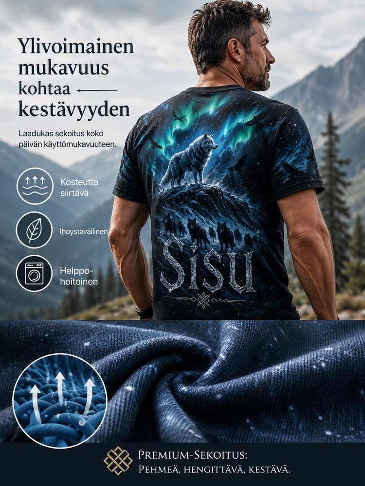 Miesten suomalainen veteraani Sisu Element -taidetulostus T-paita