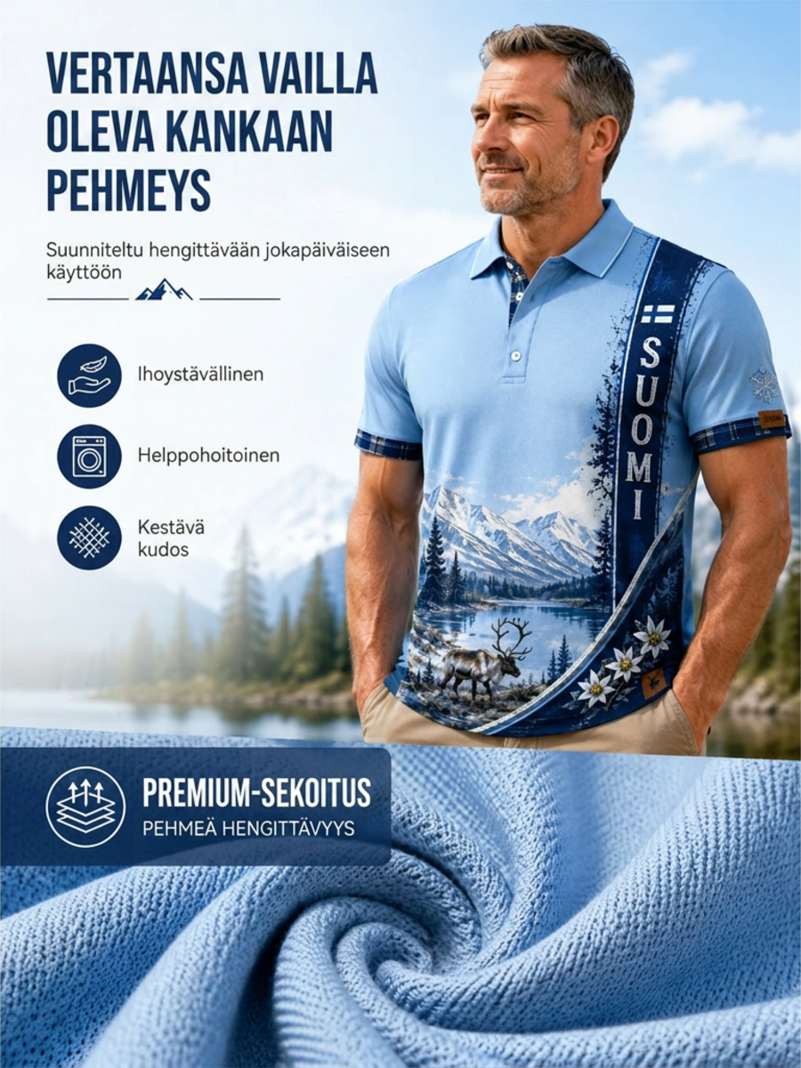 Miesten suomalainen arktinen poro Element Art Print Polo Print