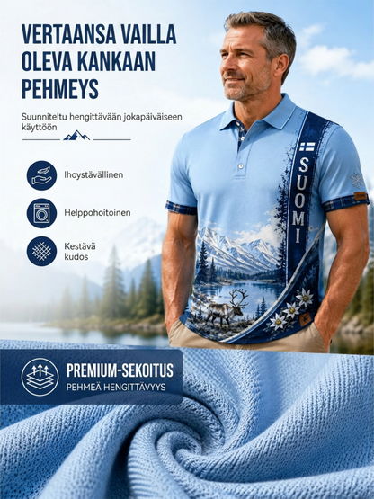 Miesten suomalainen arktinen poro Element Art Print Polo Print