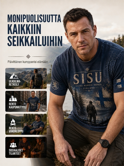 Miesten Sisu Isänmaallinen T-paita taiteellisella paikalla - Suomen veteraa