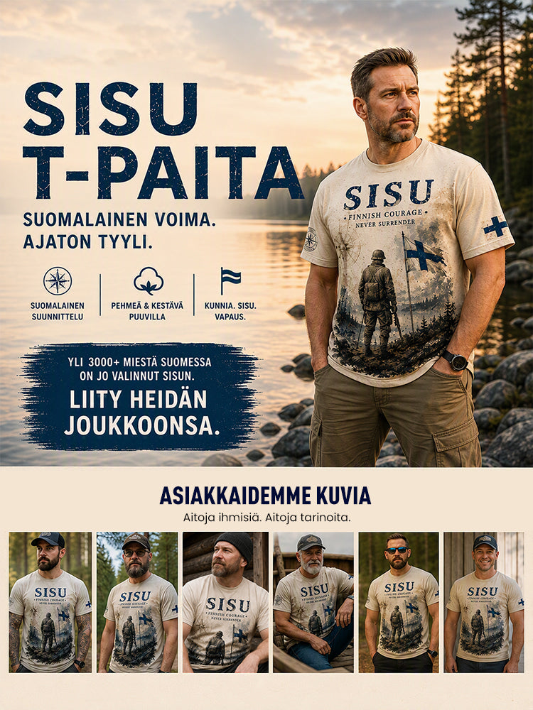 Miesten Sisu-isänmaallinen muistopaita taiteellisella painatuksella - Suomalainen veteraani
