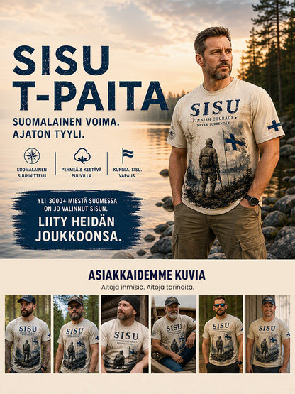 Miesten Sisu-isänmaallinen muistopaita taiteellisella painatuksella - Suomalainen veteraani