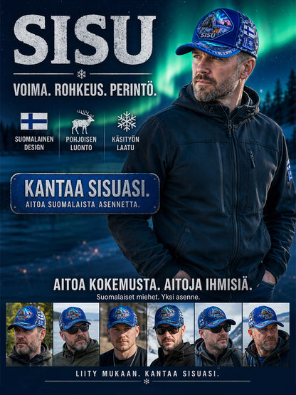 Unisex-villimyssy, jossa on vintage-henkinen suomalainen kuvitustaulu