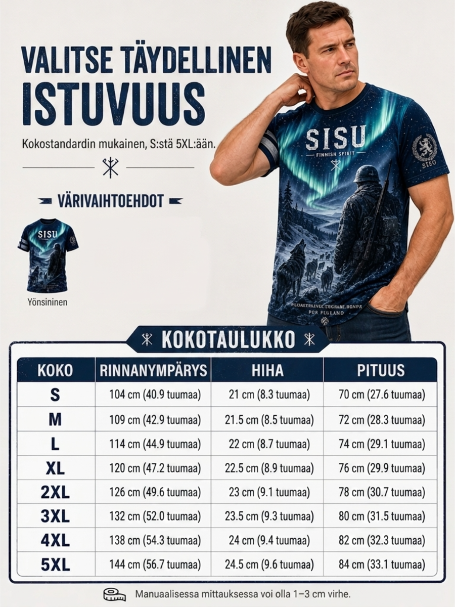 Miesten Sisu-isänmaallinen muistopaita taiteellisella painatuksella - Suomalainen veteraani