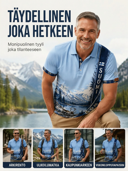 Miesten suomalainen arktinen poro Element Art Print Polo Print