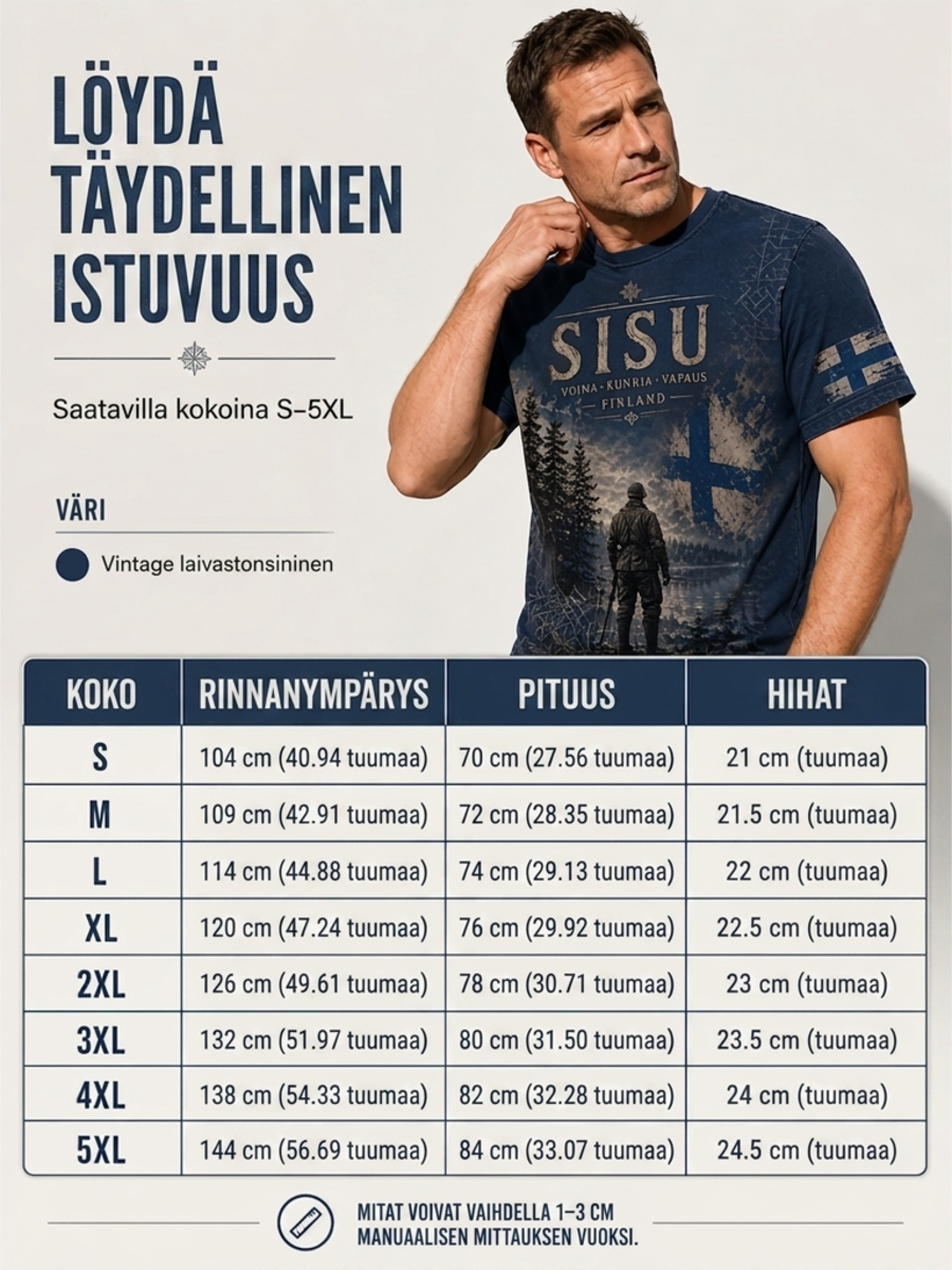 Miesten Sisu Isänmaallinen T-paita taiteellisella paikalla - Suomen veteraa