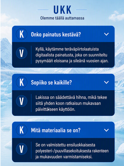 Unisex-villimyssy, jossa on vintage-henkinen suomalainen kuvitustaulu