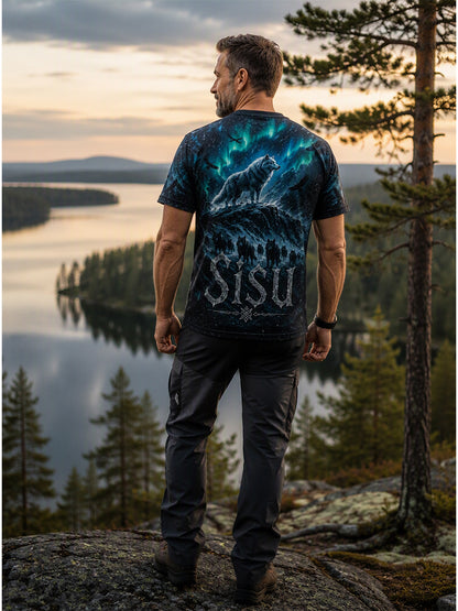 Miesten suomalainen veteraani Sisu Element -taidetulostus T-paita