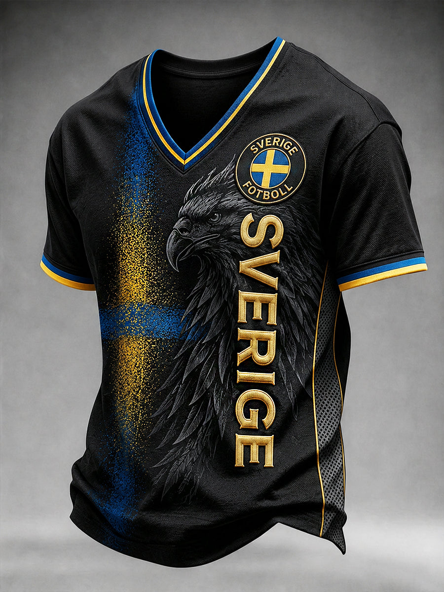 Retro Ruotsin jalkapallo Fan Art Print Casual Jersey.
