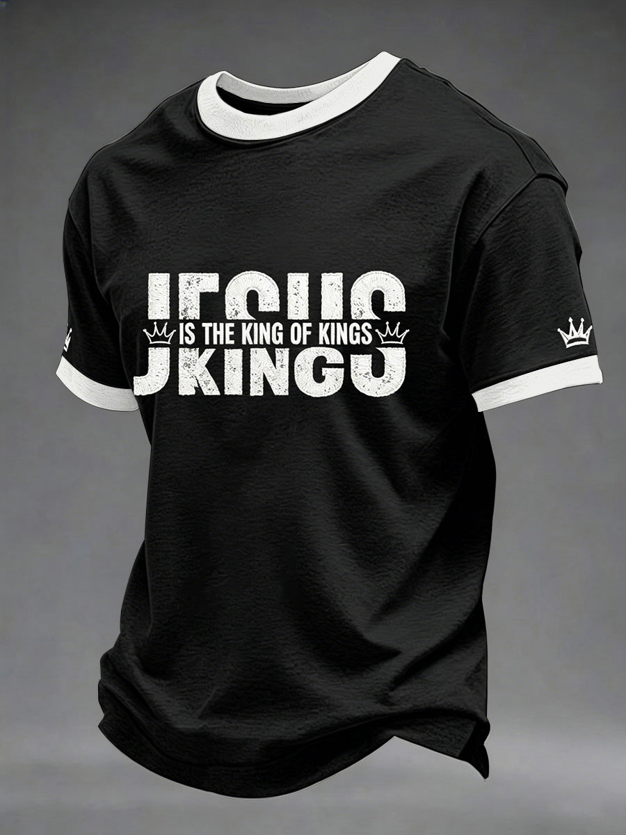 Miesten kristillinen risti Jeesus on kuningas Kuninkaiden Print Tee