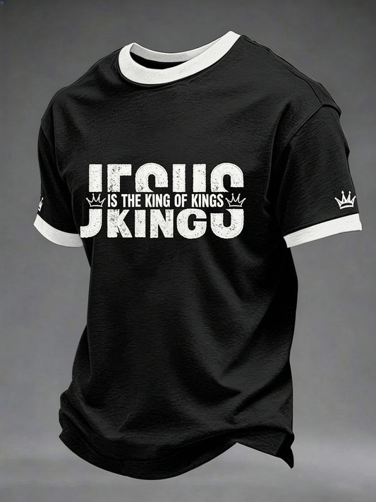Miesten kristillinen risti Jeesus on kuningas Kuninkaiden Print Tee
