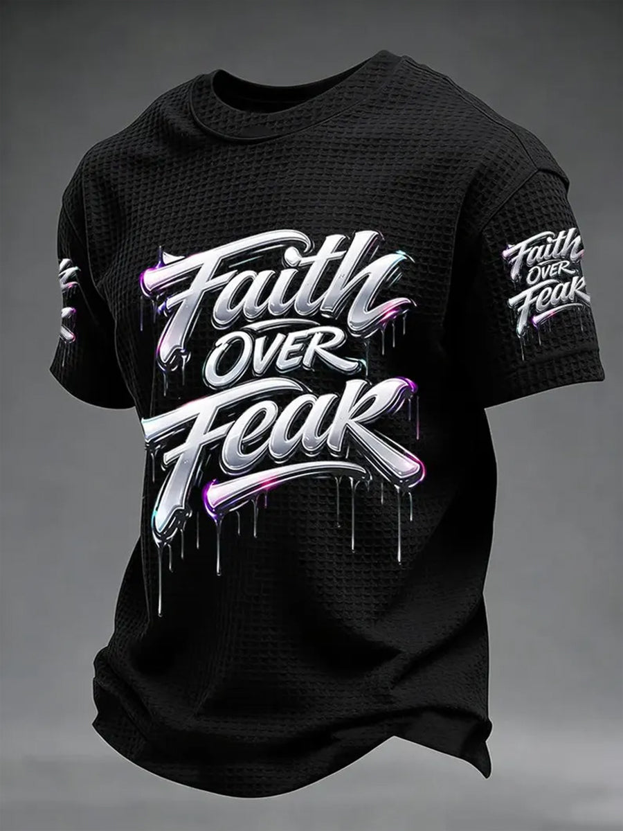 Christian WALK Heren DOOR FAITH Cross Waffle T-shirt met korte mouwen
