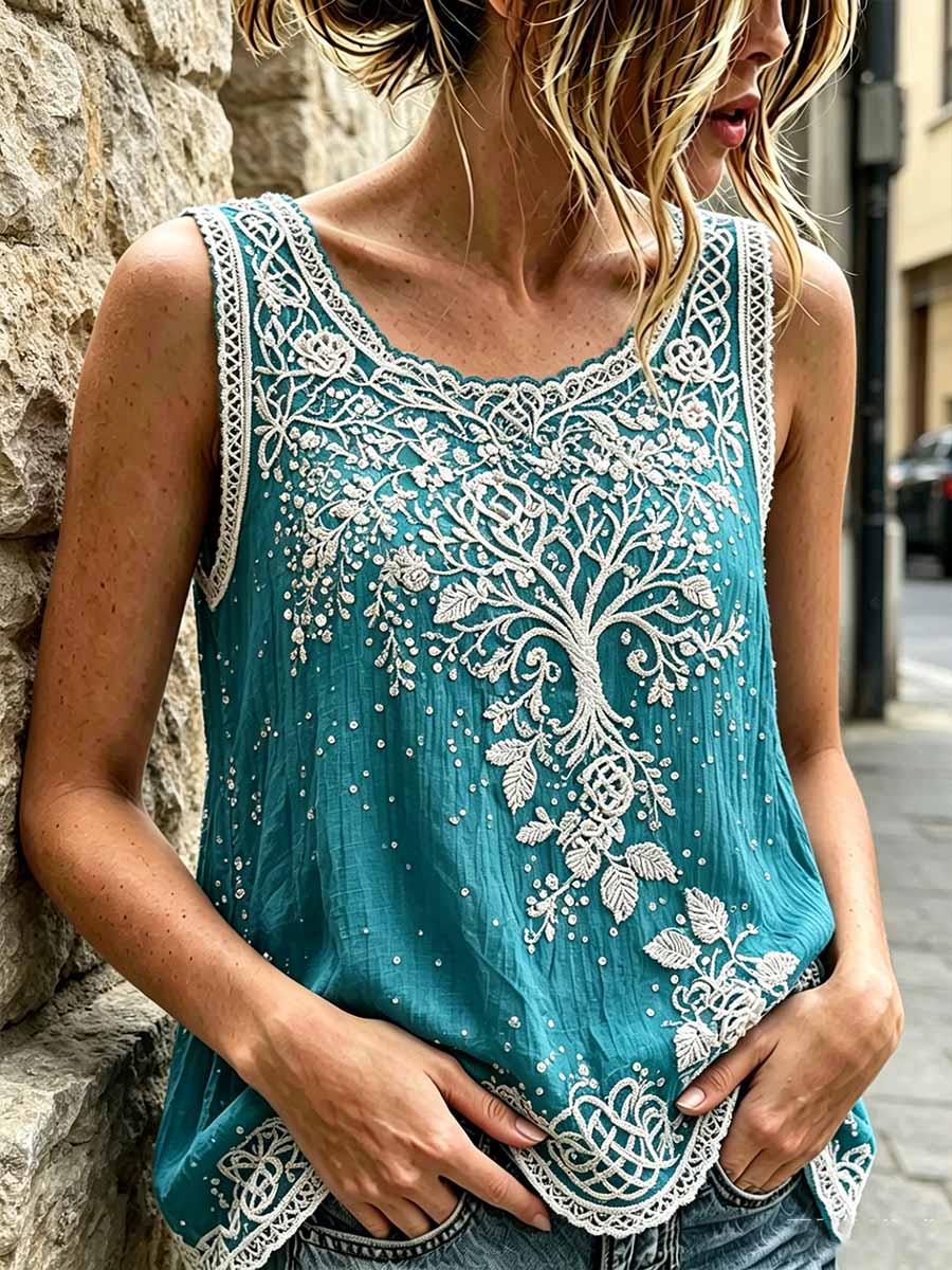 Naisten romanttinen Viking Print Tank Topi