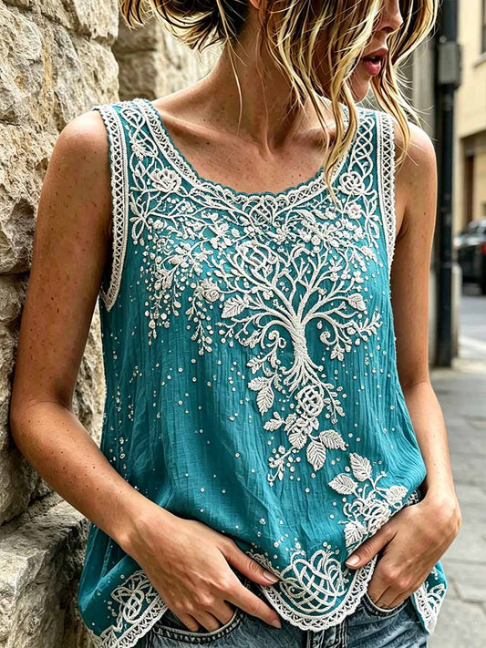 Naisten romanttinen Viking Print Tank Topi