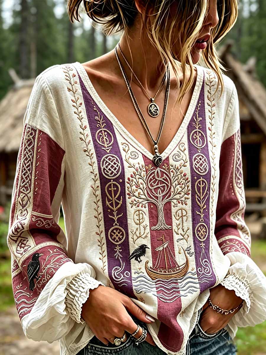 Naisten muoti Viking Print T-paita