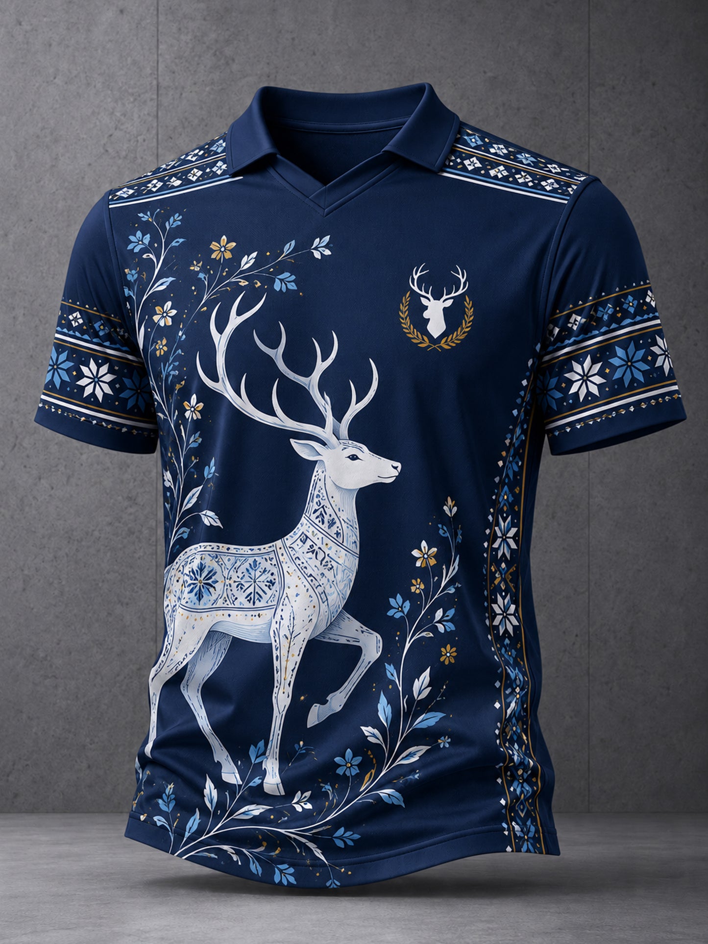 Miesten V-Neck Top Suomen arktinen poro taide Print
