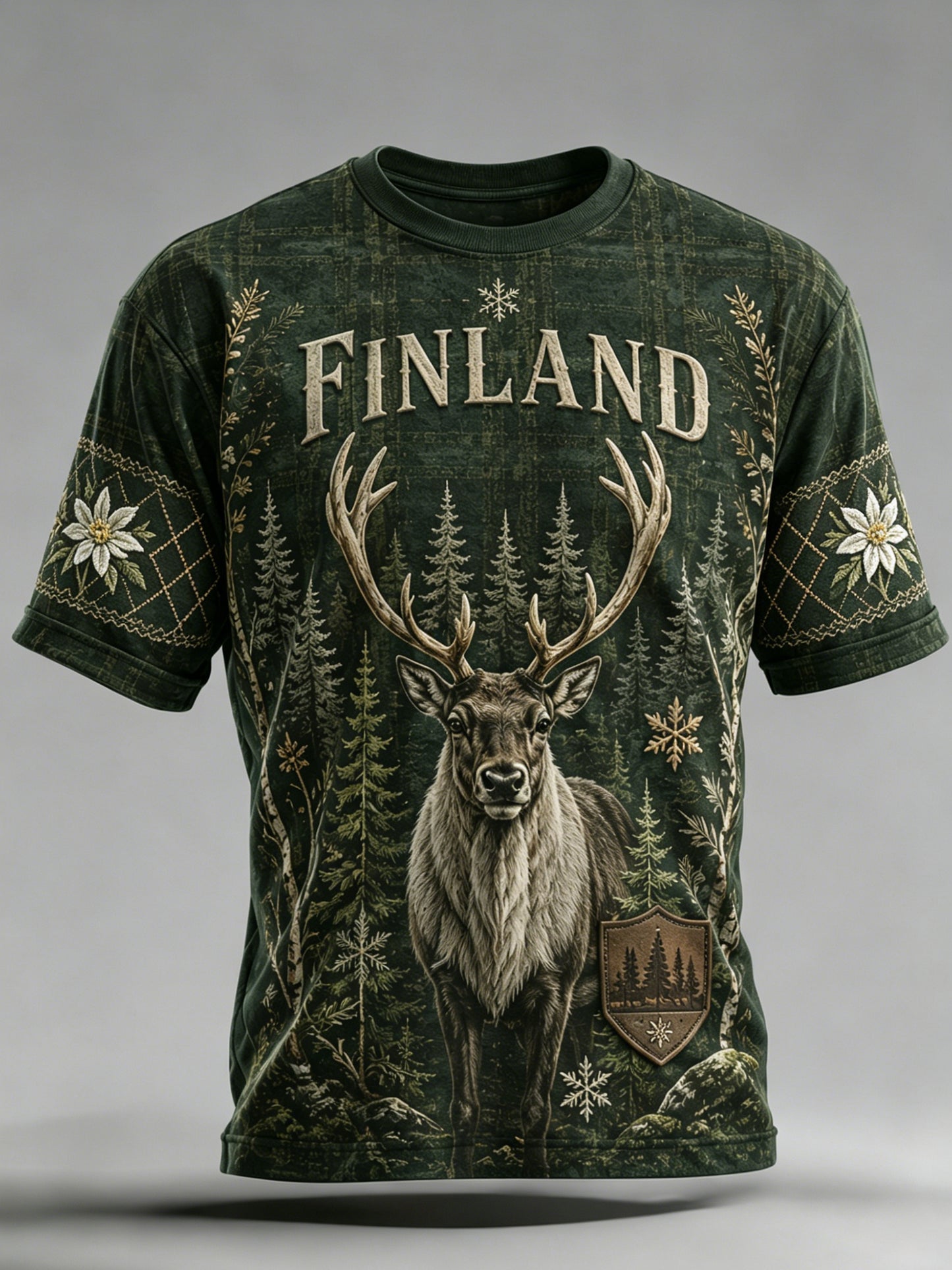 Miesten T-paita Suomen arktinen poro taide Print