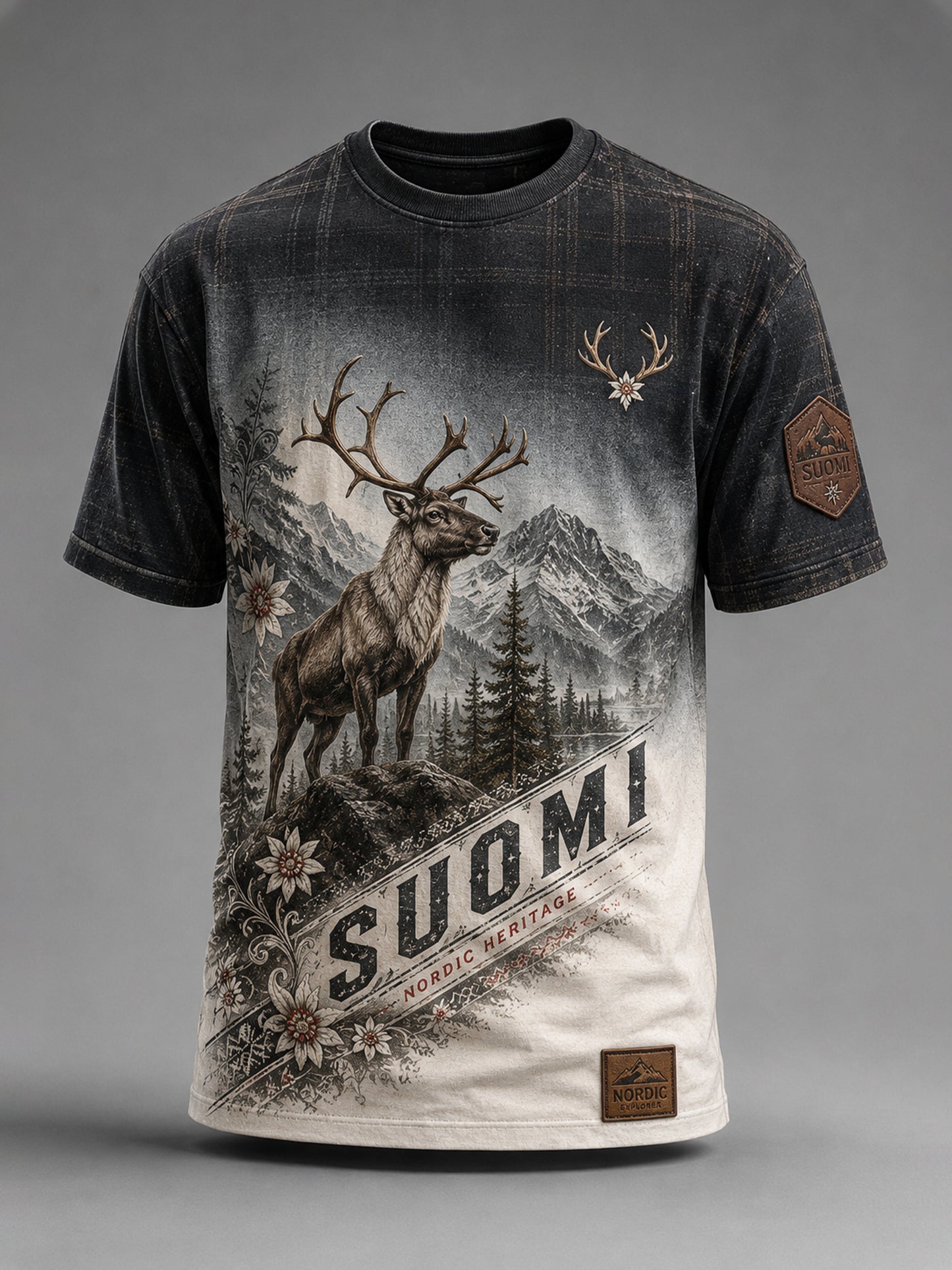 Miesten suomalainen arktinen poro Element Art Print T-paiti