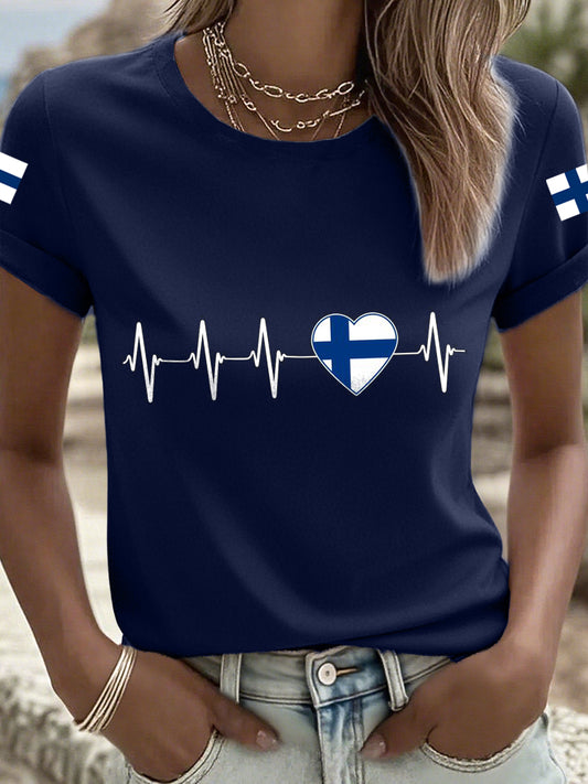 Naisten Suomi Inspiroitu tulosta T-paita