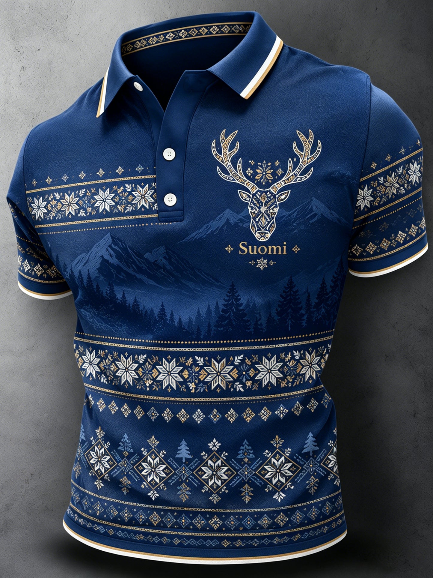 Miesten suomalainen arktinen poro Element Art Print Polo Print