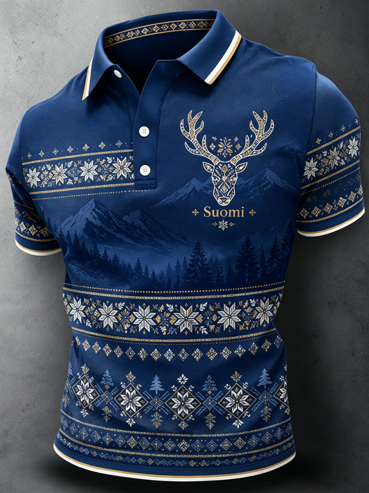 Miesten suomalainen arktinen poro Element Art Print Polo Print