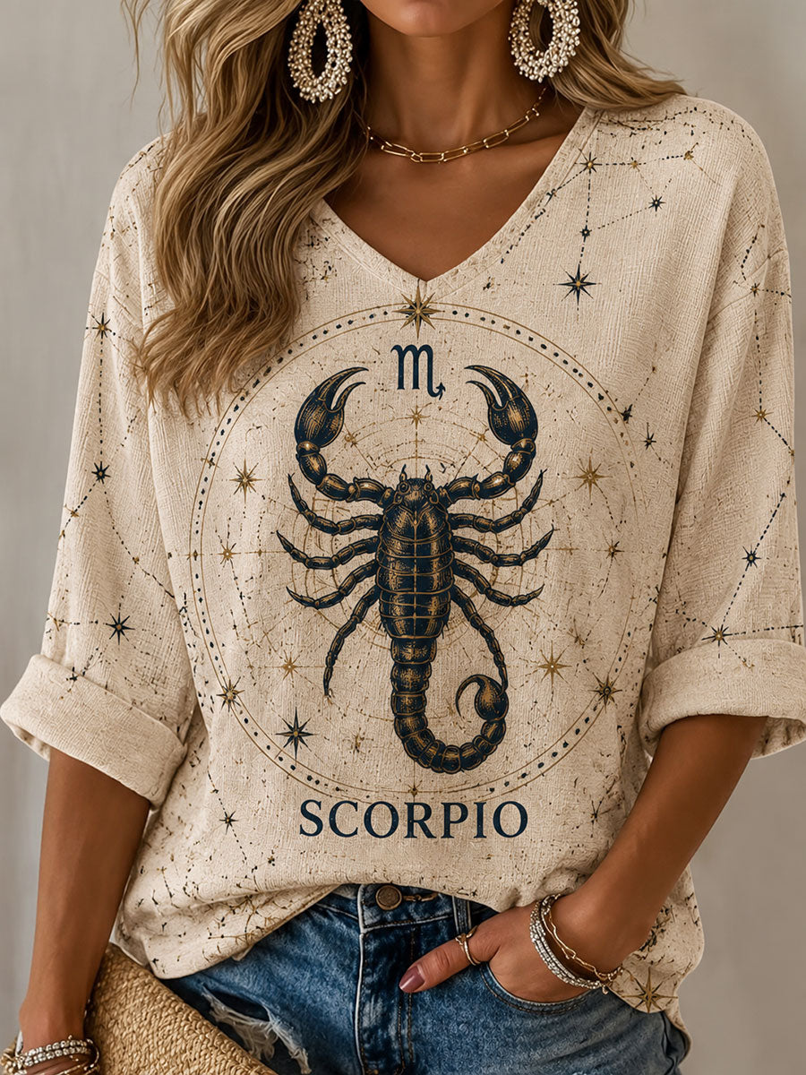 Naisten skorpioni horoskooppi aihealue Retro-tyyli Casual T-paita