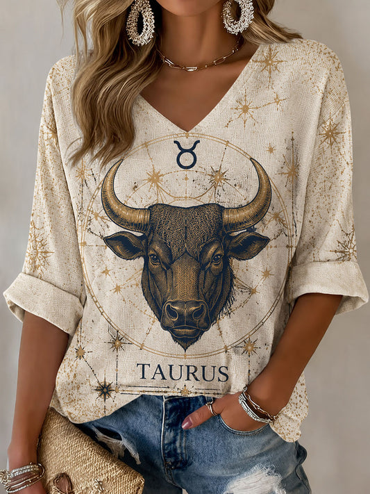 Naisten Taurus Horoskooppi-teema Retro-tyylinen T-paito