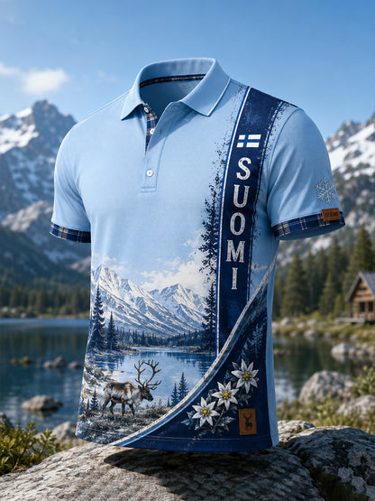 Miesten suomalainen arktinen poro Element Art Print Polo Print