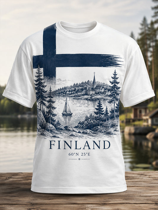 Miesten suomalainen veteraaniperintö -taidepainatus T-paita