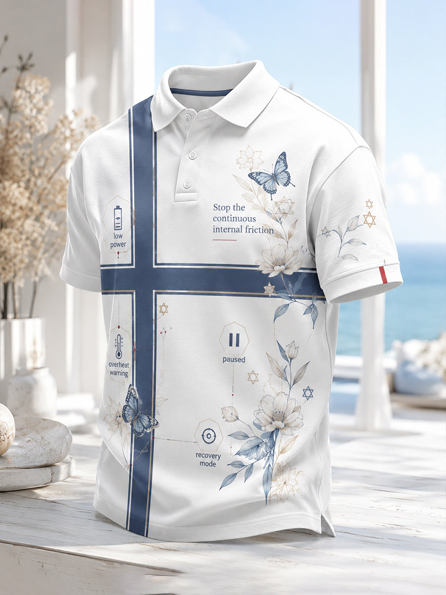 Miesten suomalainen taide Print Polo-paita, Symboli jatkuvan sisäisen riidan pysäyttämisestä