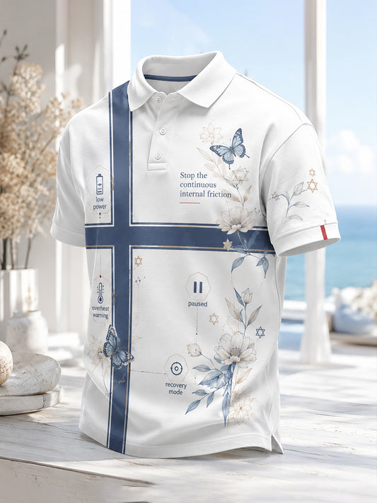 Miesten suomalainen taide Print Polo-paita, Symboli jatkuvan sisäisen riidan pysäyttämisestä