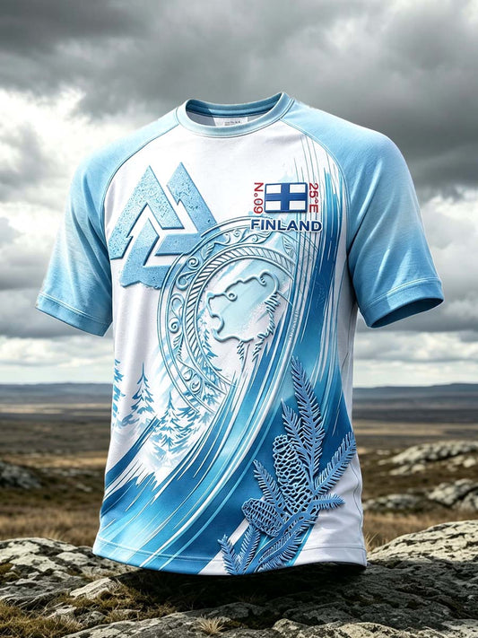 Miesten Suomi Viking erämaa henki Gradient Print Casual T-paito