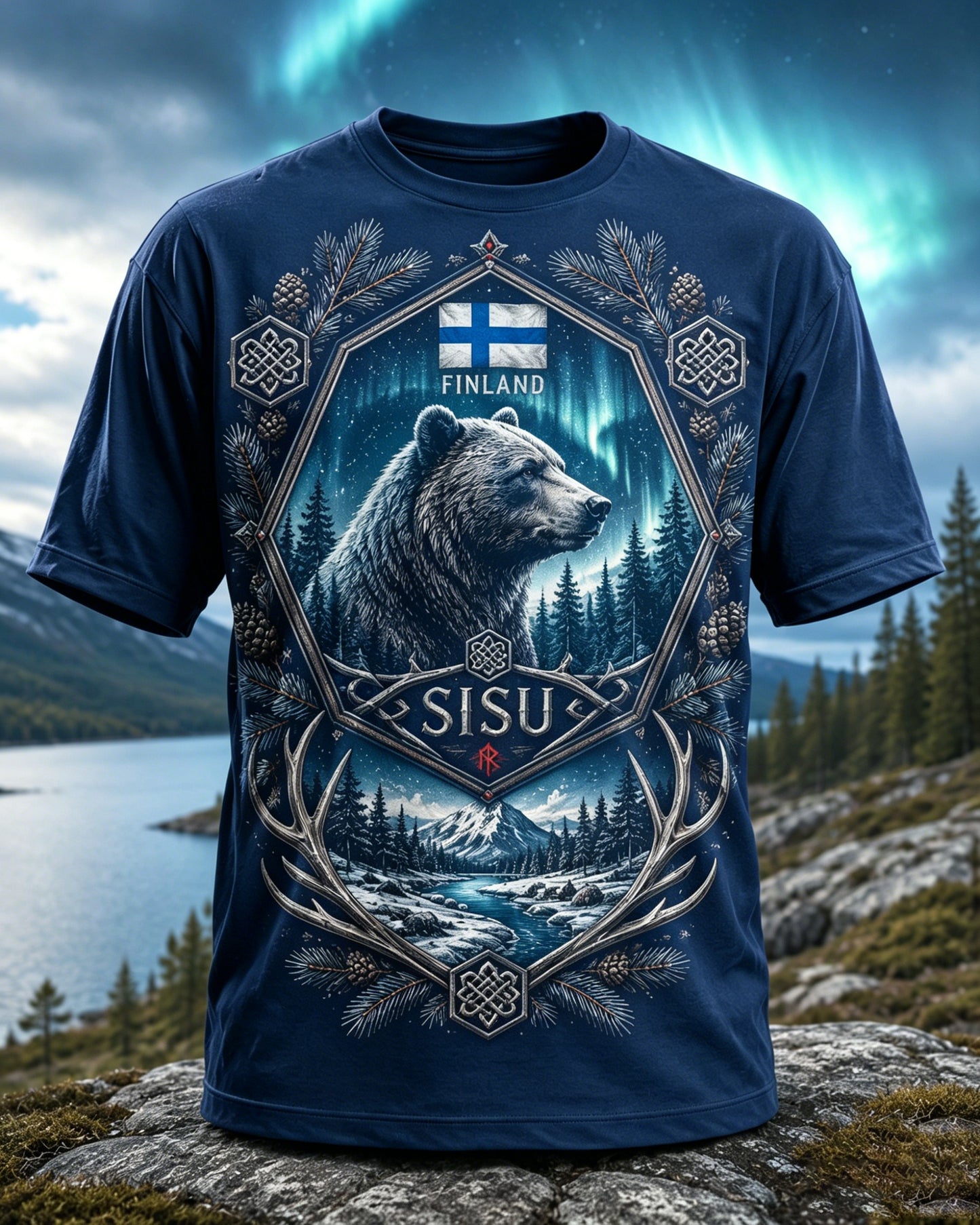 Miesten Sisu Suomen perintö Veteran elementit Taide Tulosta T-paiti