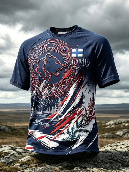 Miesten suomalainen Viking erämaa Henki Print Casual T-paito