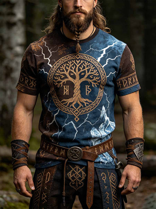 Miesten Vintage Viking puu elämän tulosta T-paita