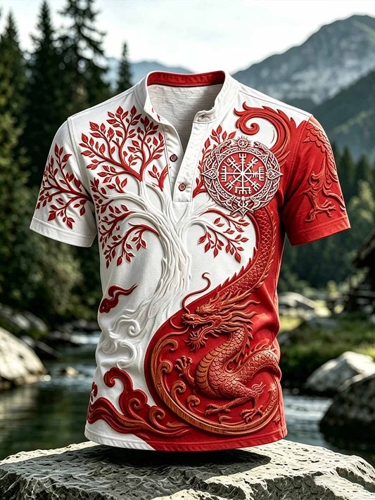 Miesten Vintage Viking puu elämän painettu Casual T-paita