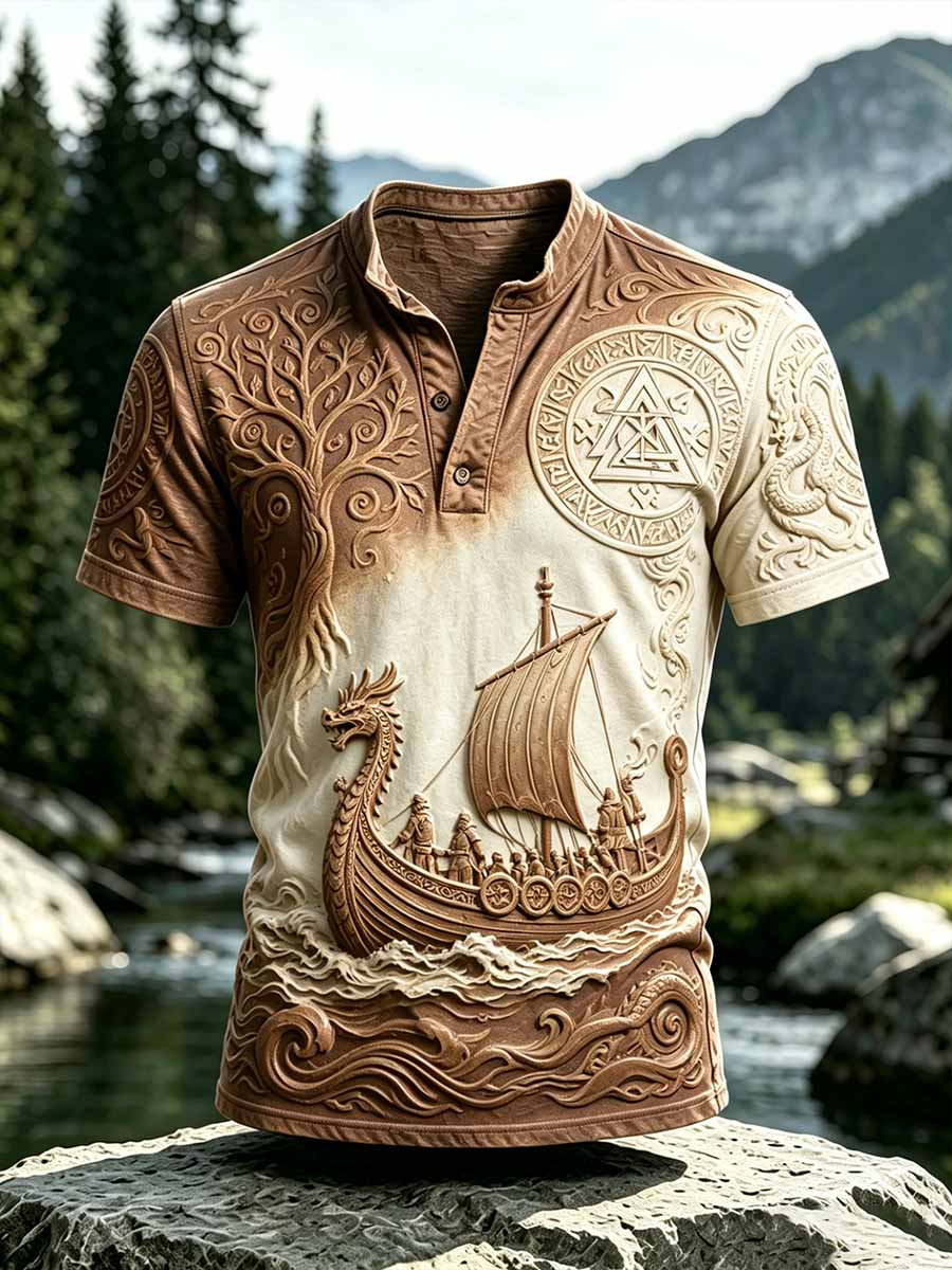 Miesten Vintage Viking Dragon alus Tulosta Sattuva T-paita