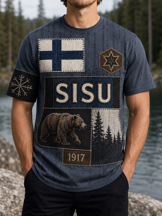 Miesten suomalainen veteraaniperintösarjan taidepainatust-paita