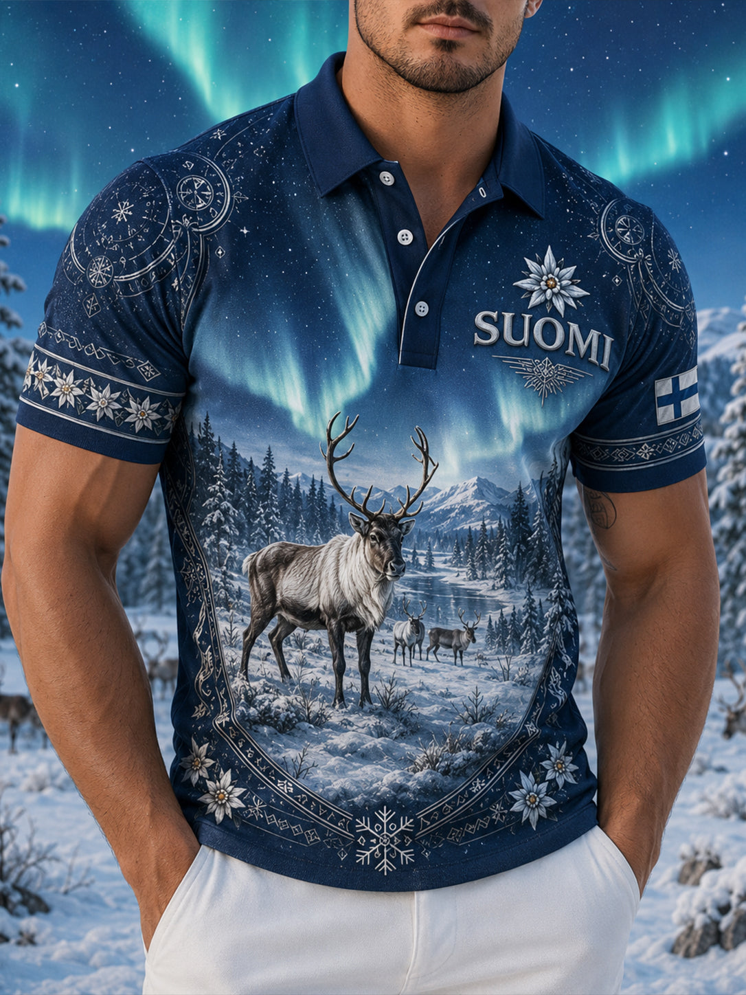Miesten suomalainen arktinen porokulttuurisarja taidetulostuspolo