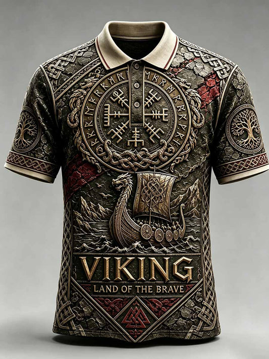 Miesten Retro Viking Dragon alus Tulosta Casual Polo Paitat