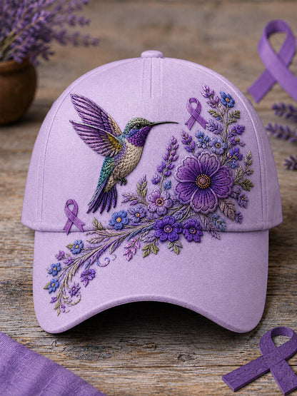 Unisex Purple Floral & Kolibri Tulosta Alzheimerin tietoisuus Tuki hatti