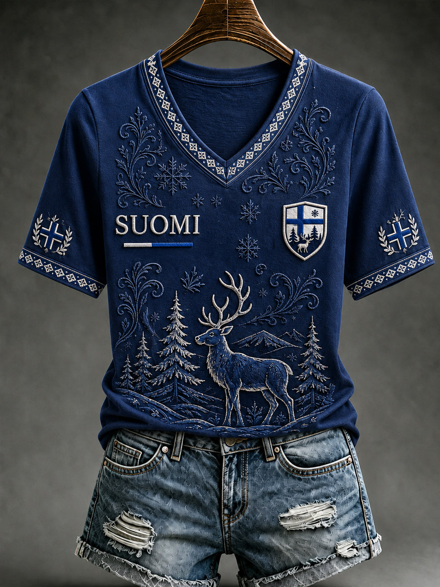 Naisten Suomi-rakastaja lyhythihainen t-paita