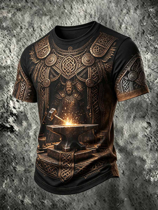 Miesten Vintage Viking Print T-paita