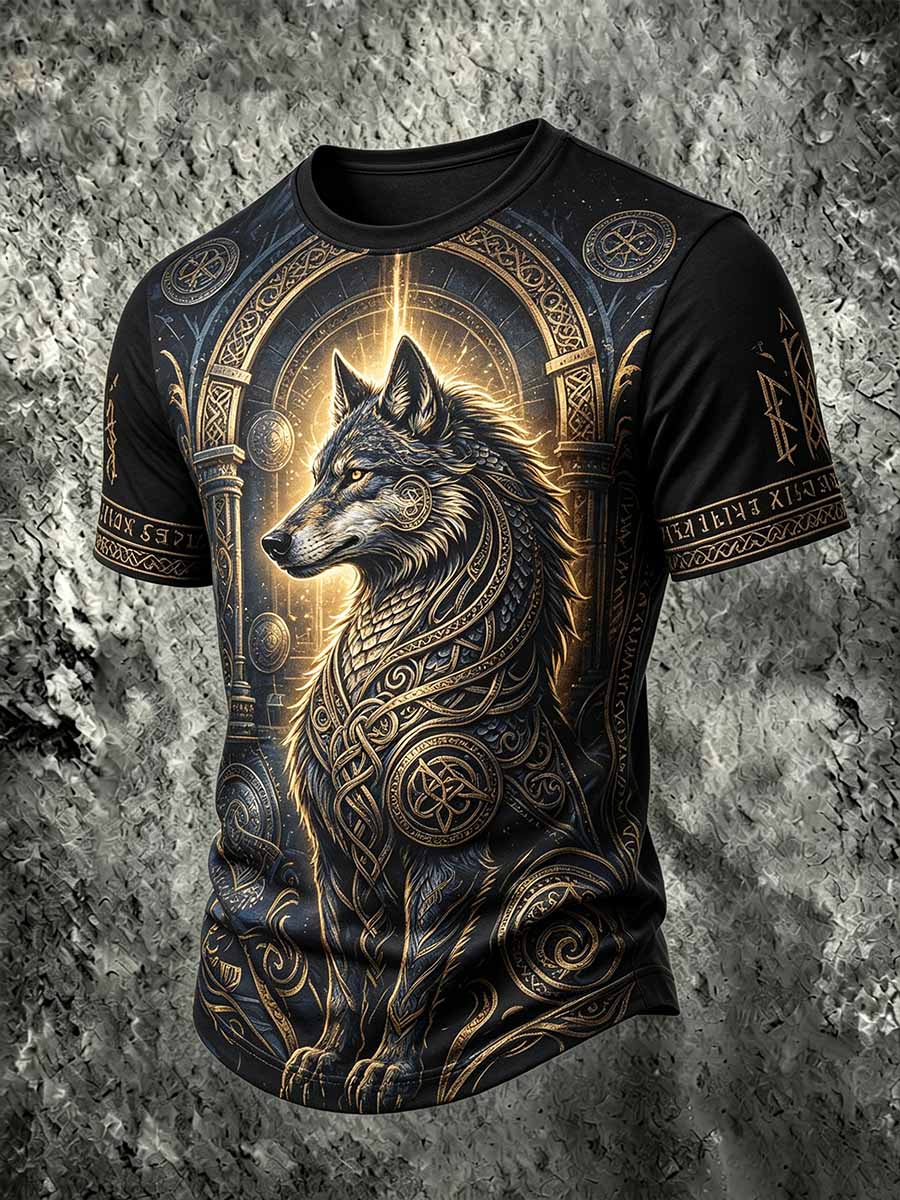Miesten Retro Viking Susi Print T-paito