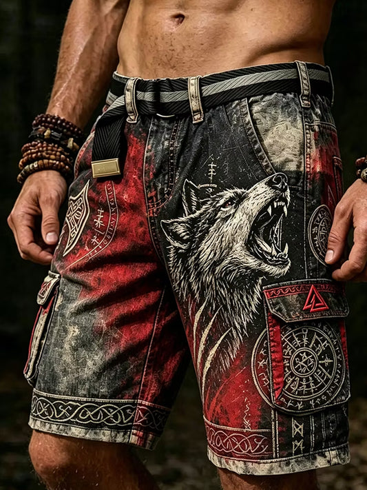 Retro VikingNorse-Style Art Print Casual Cargo Housss