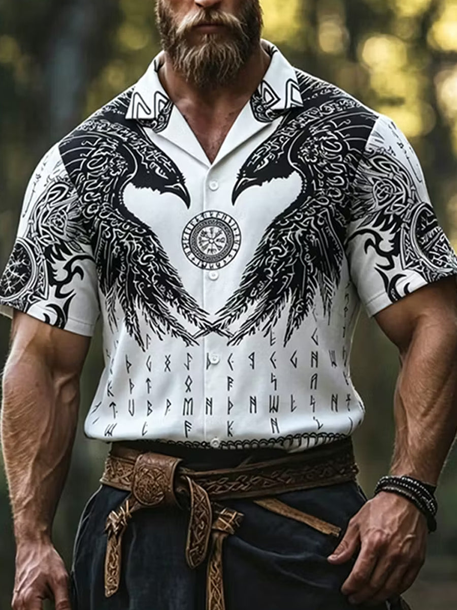 Retro Viking/Norse-tyylinen taide Print Casual Paitala