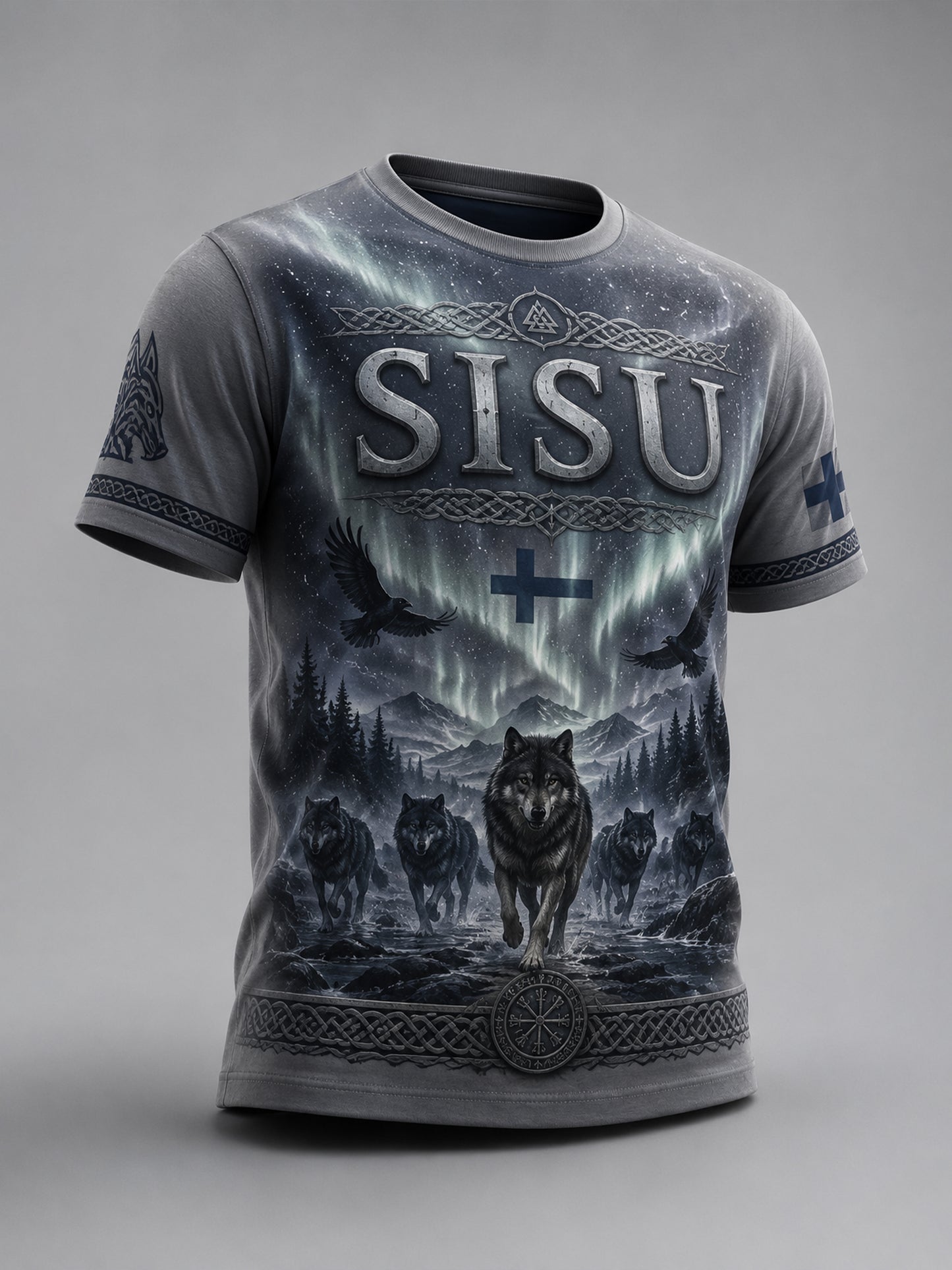 Miesten Sisu-isänmaallinen taidepainatus T-paita (Suomalainen veteraani)