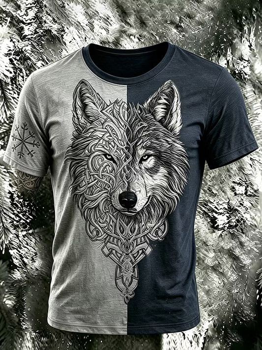 Retro VikingNorse-Style Art Print Casual T-shirt
