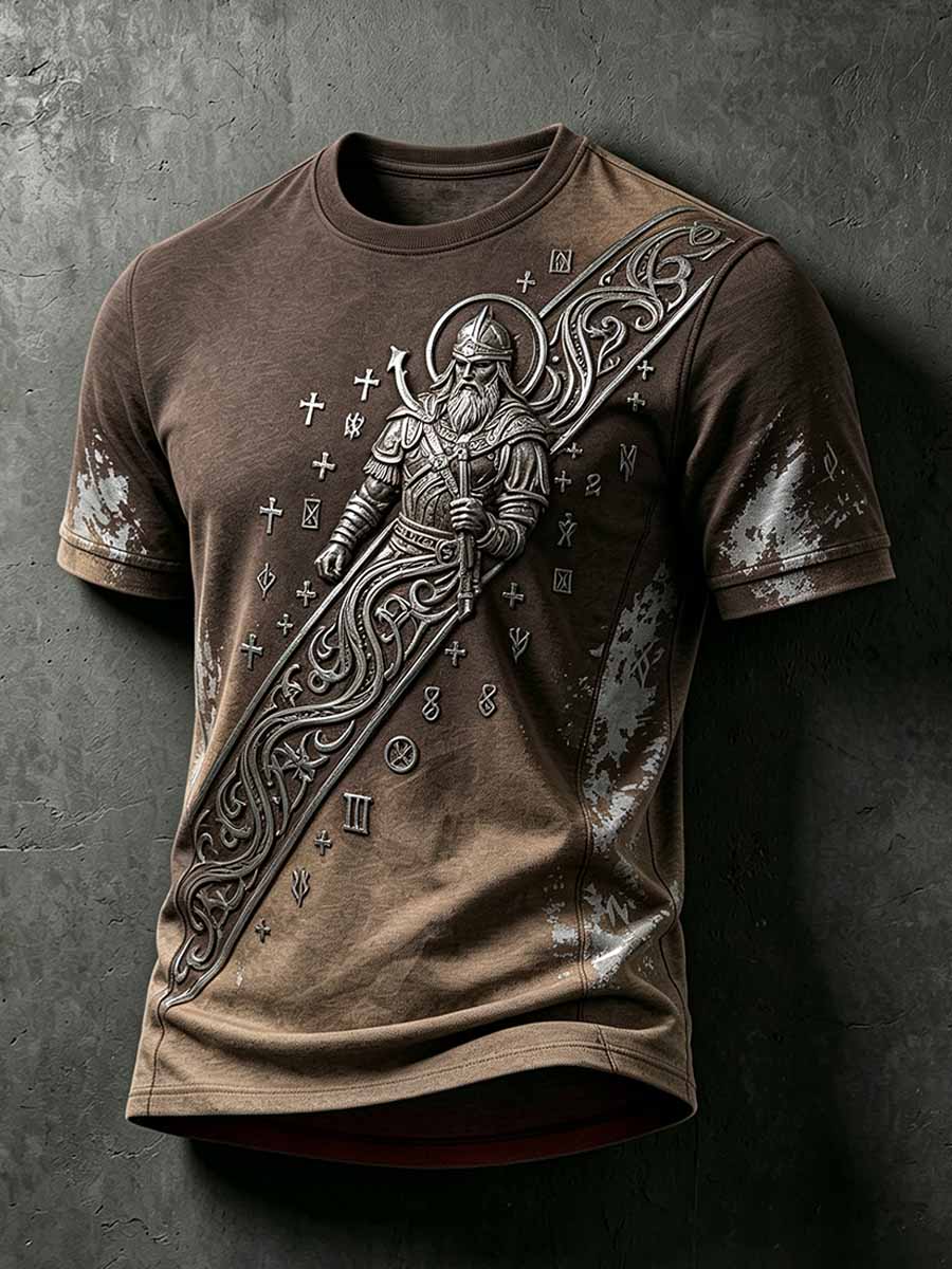 Miesten Vintage Viking Warrior Tulosta T-paita