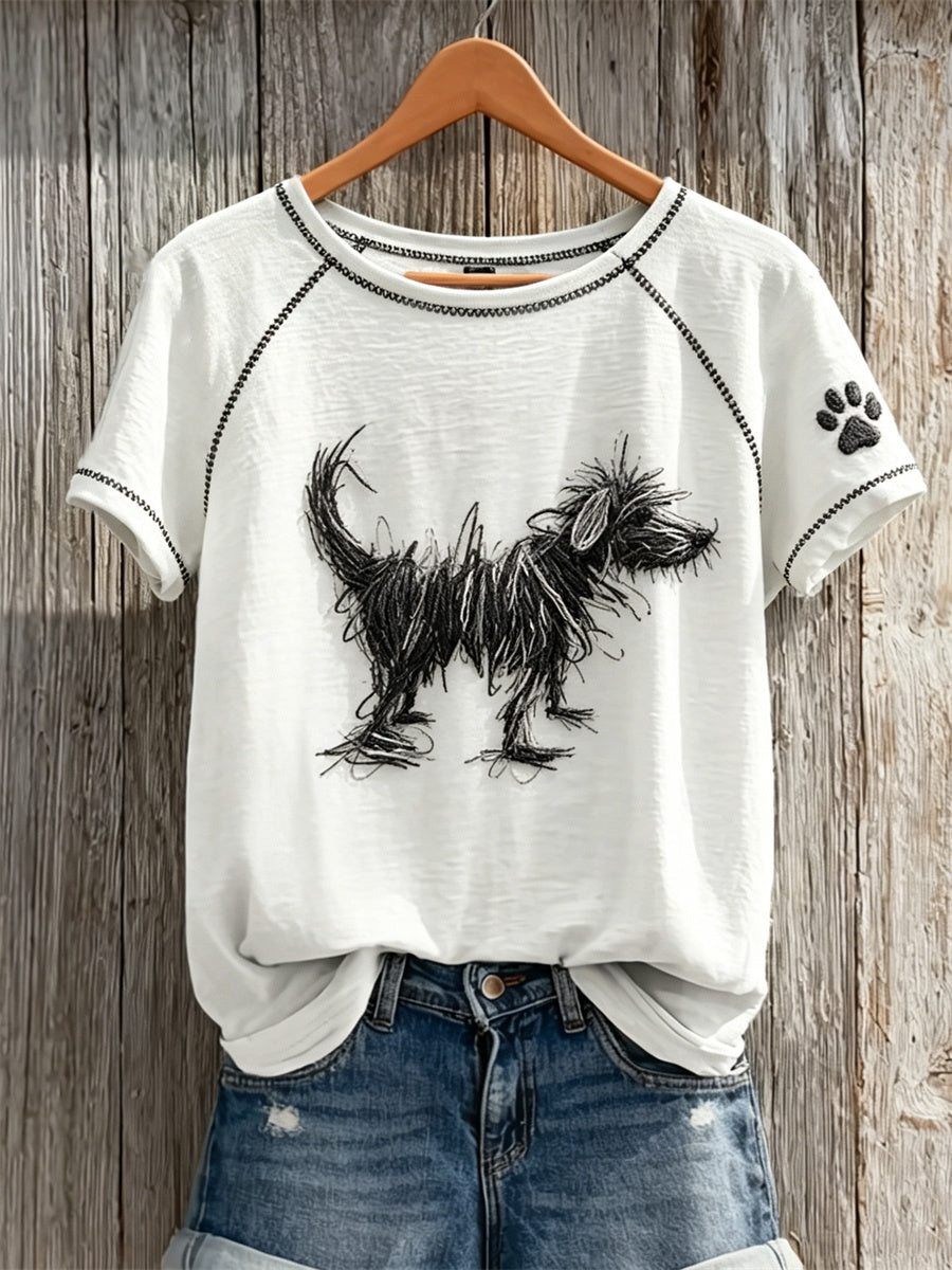 Naisten fuzzy Dog Abstract Art & Puw